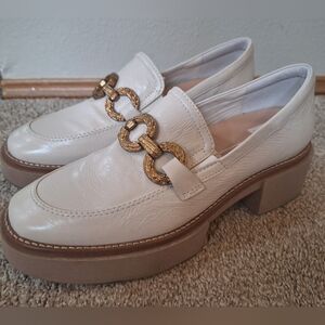 Dolce Vita Sheena Loafer Chunky Cream Gold Chain Block Heel Womens 8.5